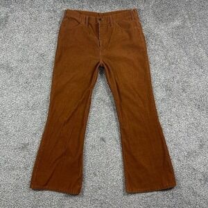 Vintage Levis Brown Corduroy Pants White Tab Mens 38x31 USA Made 80s Talon Zip